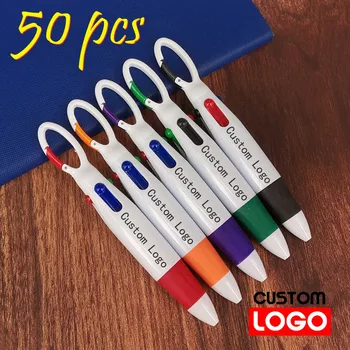 Пластмасови Телескопични 4-цветна химикалка писалка с карабинер и се деформира, Выгравируемый потребителски лого, Пластмасова дръжка за бизнес реклама