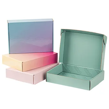 10шт 30x20x5 см Цветни Градиентные Подаръчни кутии, Удебелена Въздушно скоростна, Розова Хартиена Опаковка кутия, Плисирани Експрес-кутия за грим