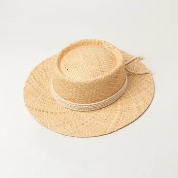 202006-hh7437 лятото оплетка Пръстен Ръчно изработени от лико с корона, празнични филц шапки, мъжки дамски панама, джаз градинска шапка