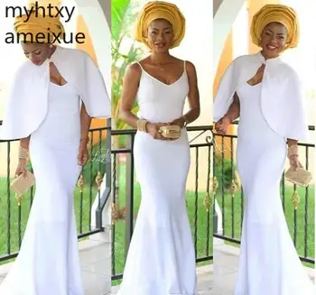 2023 Нови Нигерийски Южна африка бели вечерни рокли на Русалка с жакетом, официалната дамски дрехи, вечерни рокли големи размери по поръчка