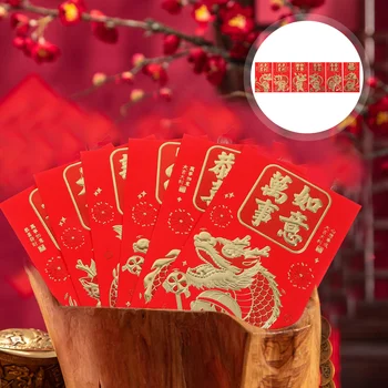 60 Бр 2024 Година на Дракона Червен Пакет Пакети С Китайския Лунен Календар Подаръчни Пликове за Парични Хартиени Коледни Аксесоари