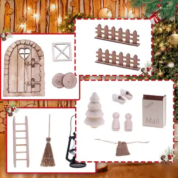 Орнаменти за врати с елфите на Коледа, украси за коледната трапеза с эльфийскими врати, Празнични украси за приказна градина, Коледен гном
