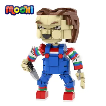 MOOXI Seed Of Chucky 300шт MOC Тухла Кукла на Ужасите Чъки Фигурка САМ Строителни Блокове на Детски Образователни Играчки За Деца, Подарък