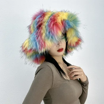 2023 Нова стилна плюшен топла шапка от изкуствена кожа Taccoon, утепленная есенно-зимна качулка cool cool girl