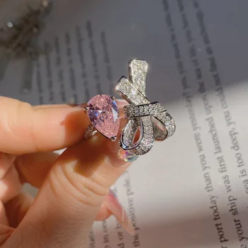 Versa европейското пръстен с пеперуда женски Seiko плосък капка вода принцеса розова ярки супер страхотна концептуално пръстен-ниша