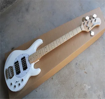 На едро Бяла Music Man 5-Струнен Електрически бас-китара с активни звукоснимателями 9V акумулаторна китара