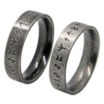 Директна доставка, ширина 6 мм, Унисекс, 2 на Цвят, ретро-пръстени с Амулетом Викинга, бижута от неръждаема стомана 316L, хладни женски мъжки пръстен