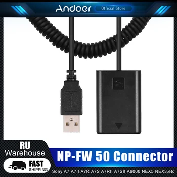 Andoer NP-FW50 Адаптер за Свързване на Фиктивни Отделението блок за камери Sony A7 A7II A7R A7S A7RII A7SII A6000 A5000 A3000 NEX5 NEX3 ILDC