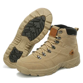 Topfight Ново записване, размер 47, високи туристически обувки с плоска подметка, дишащи нескользящие пясъчен тактически обувки, dr. военни обувки