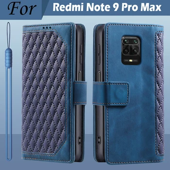 За Redmi Note 9 Pro Max Калъф Magentic Флип Кожен Портфейл За Награда Калъф За Телефон Xiaomi Redmi Note 9 Pro Max Калъф Funda Карта