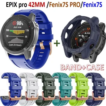 1 + 1 Лента + Bezel за часовници на Garmin EPIX pro 42 мм/Fenix7S PRO/Fenix7S Смарт гривна на Китката TPU Рамка за garmin Cover Case