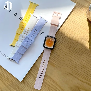 Силиконов ремък за гривната Apple Watch 45 мм 44 мм и 49 мм 41 мм 40 мм и каишка от каучук за часа iWatch серия 8 7 6 SE 5 4 3 se Ultra Band