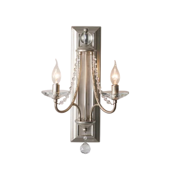 Кристална стена лампа в американски стил, в стила на селското ретро, спалня, кристал, с монтиран на стената лампа с двойна глава, малка странична лампа за дневна, монтиран на стената лампа