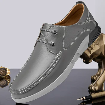 Мъжки кожени обувки, градинска Ежедневни Официалната бизнес мъжки обувки, модни черни обувки в стил ретро, мъжки лоферы без закопчалка, Zapatos Hombre