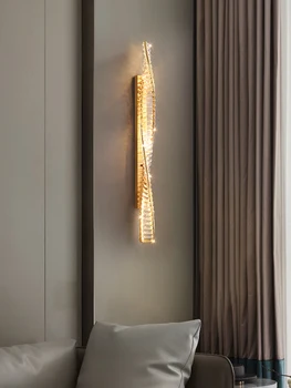 Луксозен Кристална навити, с монтиран на стената лампа за спални, прикроватной нощни шкафчета, всекидневна, къща, Съвременната обстановка, Златна led монтиран на стената лампа 2023