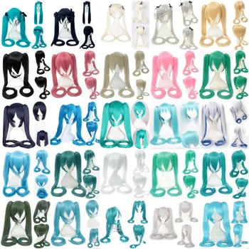 28 цвята Перука за cosplay miku, дълга термостойкая синтетична шнола за коса, перуки с опашки, шапка за перука