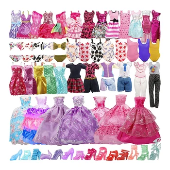 35 комплекти кукольной модни дрехи, дрехи за обличане на кукли от полиестер, мини-кукла, декоративна пола, подпори, случаен стил за игра за обличане