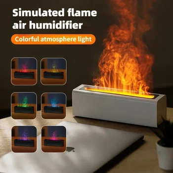2023 Нов Овлажнител за въздух Flame USB Ултразвукова Дифузор аромат на етерично масло Cool Mist C цветна светлина, която симулира Овлажнител на въздуха Fire