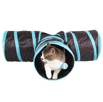 Ново записване, сгъваема тунел за котки, играчки, легло за котки, сгъваема тренировъчен тунел за домашни любимци, три канала, аксесоари за домашни любимци, 1 бр.