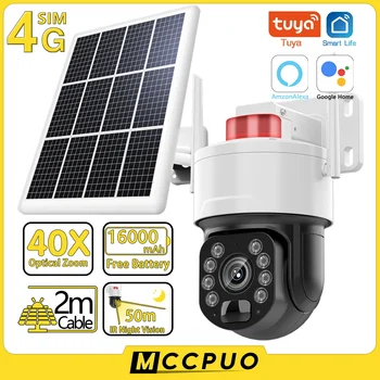 Mccpuo 4K 8MP 4G Слънчева PIR Камера за Наблюдение за Откриване на Движение Външна WIFI PTZ IP Камера за Сигурност Цветна 50М за Нощно Виждане на Sasha