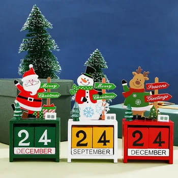 Дървена Коледен календар за обратно броене, декориран Санта календар, Коледна украса, Адвент-календар, украса на маса за коледно парти със собствените си ръце