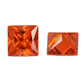 Продажба 1.5x1.5 ~ 15x15 mm Червено-Оранжев Цвят, CZ Мъниста Квадратна Кройка Принцеса Форма на Свободен Кубичен Цирконий Камък Синтетични Скъпоценни Камъни За Бижута