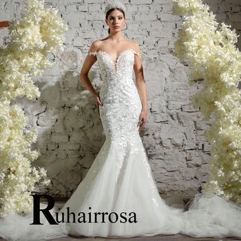 Сватбени рокли Ruhair Бляскава скъпа За жени, апликации от тюл, Русалка, зашити на поръчка, директна доставка, премяна