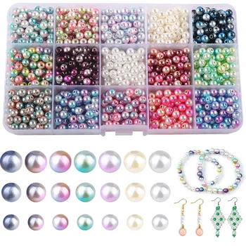 6-8 мм, Разноцветни мъниста от изкуствени перли с дупки, 270-1200 бр., пластмасови мъниста-подпори за diy, аксесоари за бижута със собствените си ръце
