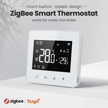 Регулатор на температурата водогазового котел Sasha, захранван с батерии Термостат Zigbee Работа с Алекса Google Home Yandex