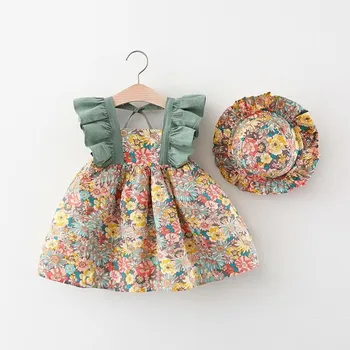 Lawadka/ Лятна тънка дрехи за новородени момичета, комплект от мини рокли с принтом и полипропилен шорти, комплект дрехи за бебета, комплект дрехи за бебета