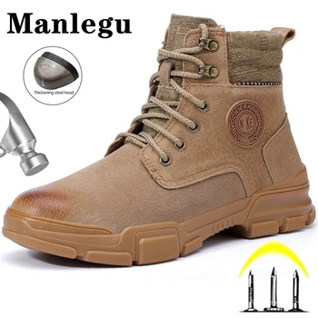 Мъжки работна обувки, ботуши със защита от удари, Неразрушаемые работни и защитни обувки, Мъжки и дамски обувки със стоманени пръсти, лека защитни обувки с висок берцем