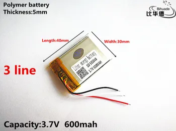 3 линия с Добро качество 3,7 В, 600 ма, 503040 Полимерна литиево-йонна батерия за ИГРАЧКИ, POWER BANK, GPS, mp3, mp4