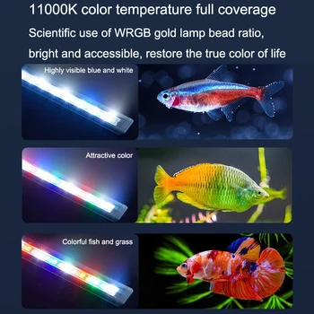 Аквариумный лампа Пълен спектър, аквариумный лампа за водни растения, Прибиращ водоустойчив клипсовая лампа за аквариум