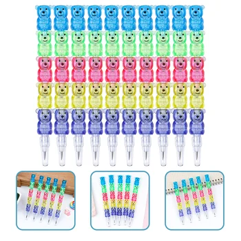 Штабелируемые пластмасови химикалки Ciieeo под формата на мечка - 10 бр. цветни моливи за подаръци за рожден Ден