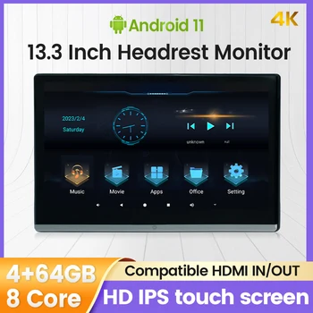13,3-Инчов облегалката за глава на Монитора Дисплей с IPS Екран на Android 11 Многофункционален таблет За мултимедия на задната седалка на Вход и изход HDMI