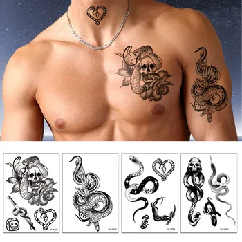 5 Листа Реалистична Змии Временни Татуировки За Жени, Мъже Предмишницата на Ръката Секси 3D Разплод Кобра Mamba Змия Пепелянка