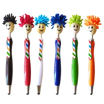 6 бр. Плюшен дръжка за парцал с мультяшными студенти, тази химикалка, пластмасова химикалка писалка (различни цветове)