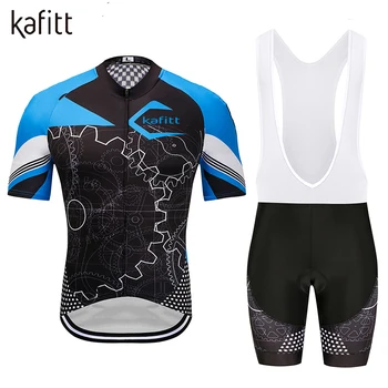 Мъжки комплект спортни облекла Kafitt, уличен пътен костюм, Индивидуална велосипедна риза с къс ръкав + панталони на ремешке, комплект от две части, Специална оферта