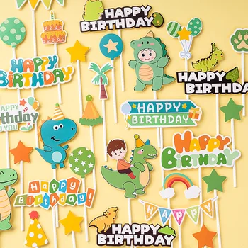 Аксесоари за украса на торта на тема динозавър, рожден ден, Топперы за торта, детски душ, надпис 