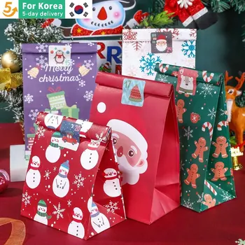 8шт / 12шт Торбичка за бонбони и бисквити от Крафт-хартия Дядо Коледа, Снежен човек Торбички за опаковане на Коледни подаръци Коледа Навидад, за да проверите за декор партита