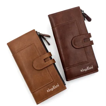 Модерен нов дамски дълъг портфейл, модерна чанта за телефон в европейския и американския стил, чанта за носене на няколко карти от изкуствена кожа