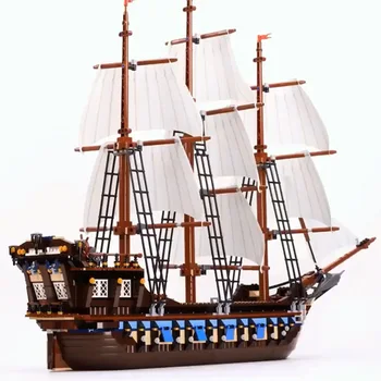 MOC 1664шт Набор от градивни блокове Пирати Кораб Imperial Caribbean, Съвместима водещ модел, 10210 Коледни подаръци за детски играчки