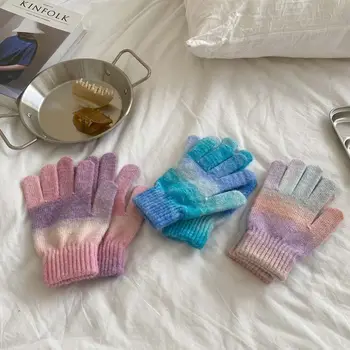 Зимни подаръци Външни Ветроупорен Възли Градиентные ръкавици с пет пръста Дамски ръкавици Топли Ръкавици Зимни ръкавици