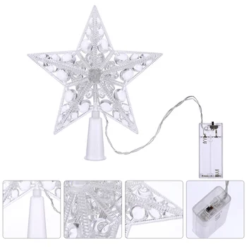 Коледно дърво, led лампа във формата на звезди, 3D коледни декорации за коледните празници (17 см)