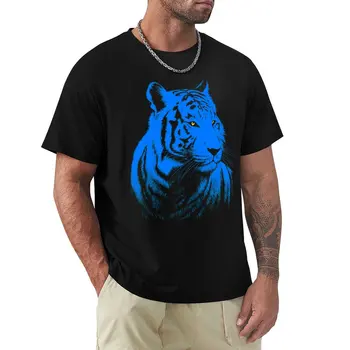 Мъжка тениска the Blue Tiger, черна тениска блонди, летни потници, мъжки тениски