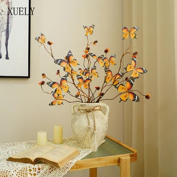 Нов креативен Изкуствено цвете-пеперуда с 5 глави Коледен реквизит за снимки Декор сватбена маса в хола Подпори за букета на Булката