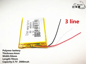 10 бр./лот 3 линии с Добро качество 3,7 В, 2000 mah, 405070 Полимерна литиево-йонна батерия за ИГРАЧКИ, POWER BANK, GPS, mp3, mp4