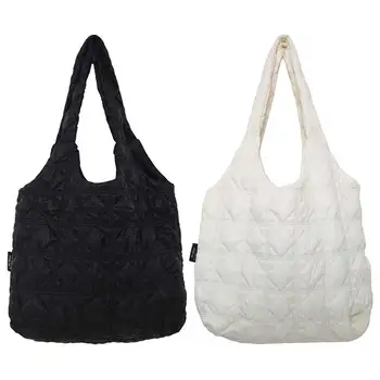Дамски стеганая чанта-тоут, модни мека чанта през рамо, универсална мека чанта-чанта, чанта с горната дръжка, чанта за пазаруване