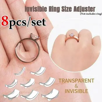 8 Размери Силикон Невидим пръстен С възможност за регулиране на размера, Изменитель размер, Свободни пръстени, редукция, преходник големината на пръстените, подходящ за всички пръстени, Набор от инструменти за шиене бижута