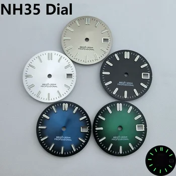 28,5 мм Циферблат NH35 Dial Dial Зелен Светлинен S-Образна циферблат за Datejust механизъм NH35 NH36 аксесоари за часа Инструмент за ремонт часа